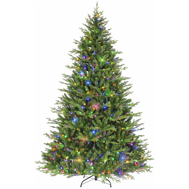 6.5'/7.5'/9' Premium Prelit Christmas Tree with Color Changing Twinkly LED Lights, Branch Tips, Metal Stand & Hinged Branches, 11 Color Modes