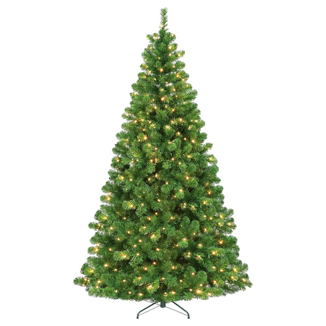 4.5'/6' Prelit Artificial Christmas Tree, PVC Branch Tips, Warm White LED Lights, Easy Assembly with Metal Stand and Hinged Branches